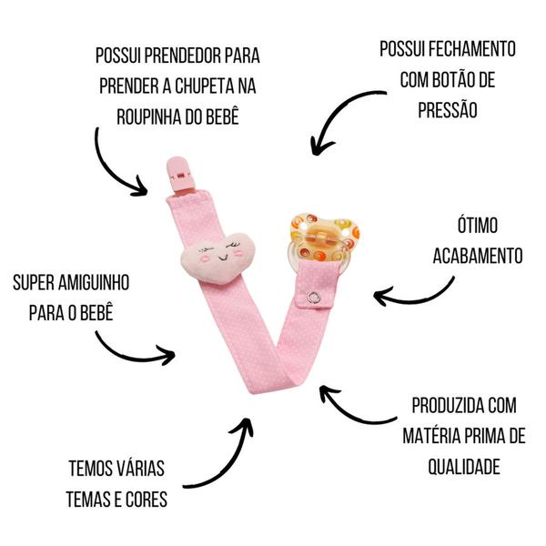 Imagem de Prendedor de Chupeta Para Bebê Menina Menino com Fecho e Trava 01 Peça