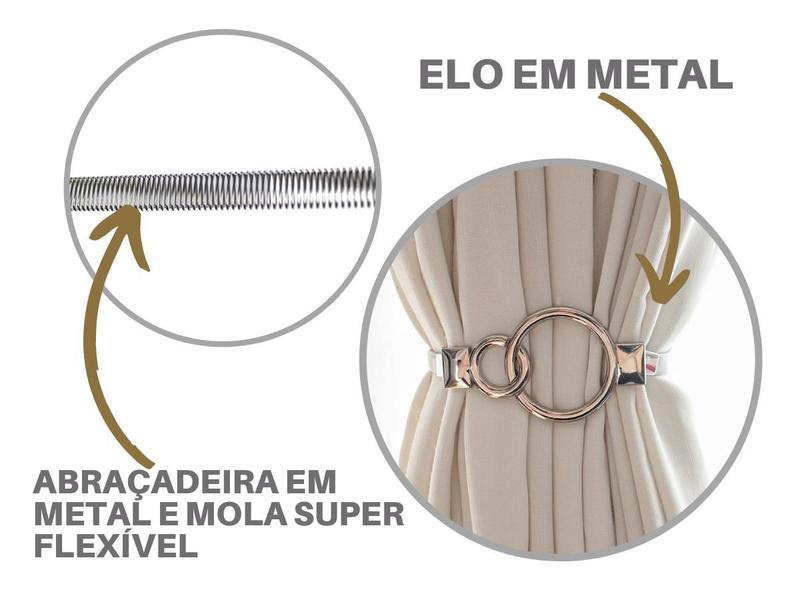 Imagem de Prendedor De Cortina Abraçadeira Em Elo Lindo E Elegante 1 Peça Em Metal