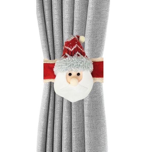 Imagem de Prendedor de Cortina Papai Noel Pelúcia Prime Vermelho e Branco Renda Bege - Master Christmas