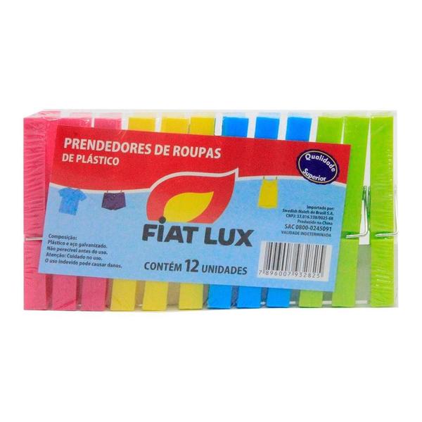 Imagem de Prendedor De Roupa Fiat Lux Plástico Pacote Com 12 Unidades