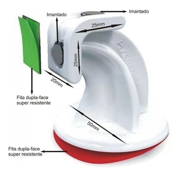 Imagem de Prendedor Fixador Trava Porta Magnético Adesivo Branco 3Un