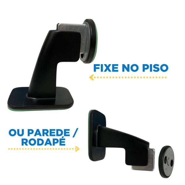 Imagem de Prendedor Fixador Trava Porta Preto Fosco Imã Magnético Fixo Dupla Face 3M