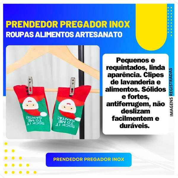 Imagem de Prendedor Pregador De Roupas Artesanato Alimentos Resistente Inox Clips Kit 