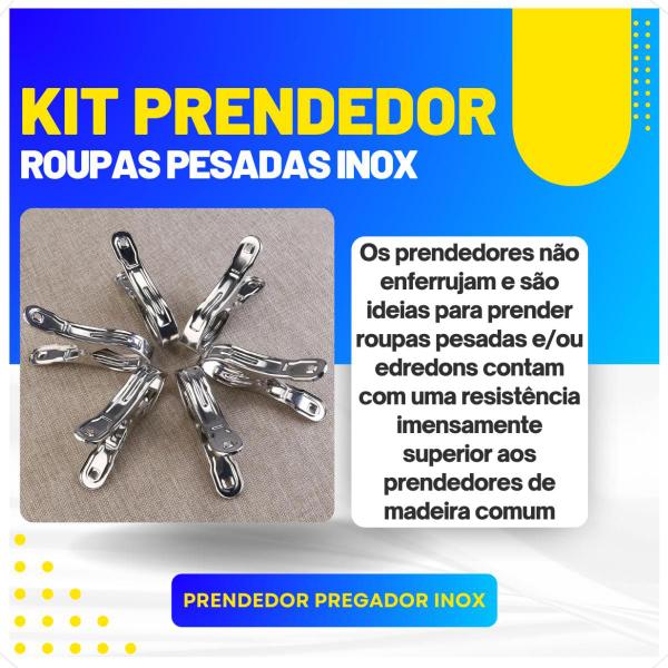 Imagem de Prendedor Pregador Edredom Roupas Resistente Grande Inox 