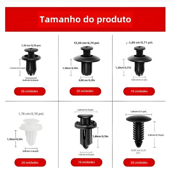 Imagem de Prendedores de Fivela Automotivos Universais - Kit com 100, 620 e 680 Peças