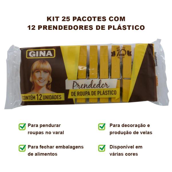 Imagem de Prendedores de Plastico Gina para roupas tecidos varal lençol decoração artesanato 300 unidades