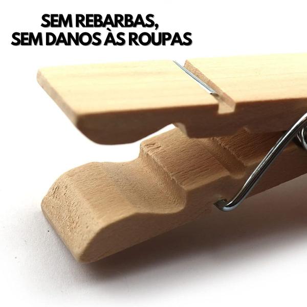 Imagem de Prendedores de Roupa de Madeira Natural Resistência e Sustentabilidade 60 72 120 Unidades Pregador 7cm Econômico