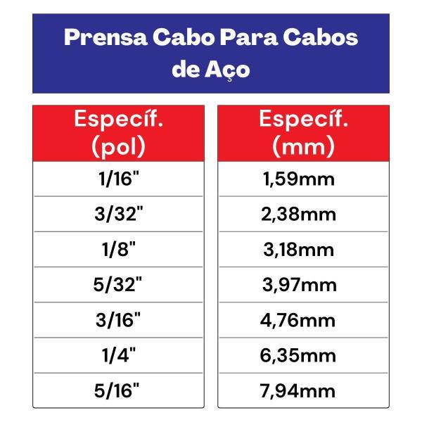 Imagem de Prensa Cabos De Aço 3/16'' 11,0005 Com 100 Unidades Nord