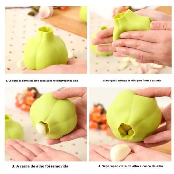 Prensa de Alho de Silicone Multifuncional - Descascador, Purê e Moedor Imagem de Prensa de Alho de Silicone Multifuncional - Descascador, Purê e Moedor