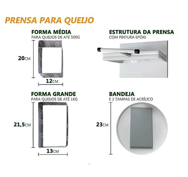 Imagem de Prensa Para Queijos 2 Formas Quadrada Inox 500g 1kg Zorzinco