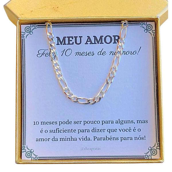 Imagem de Presente 10 meses de namoro corrente masculina 3x1 de prata legitima 925