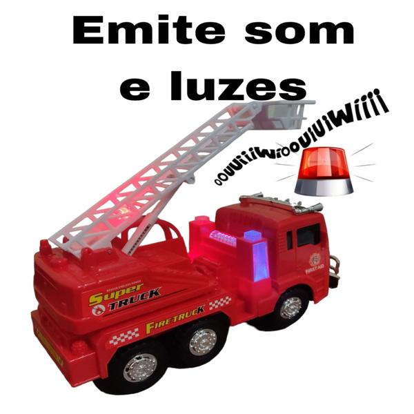 Imagem de Presente De Natal Carrinho De Bombeiro Com Escada Automática Com Som Infantil E Luz