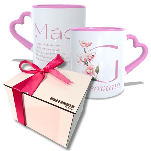 Imagem de Presente Dia das Mães - Caneca Dia Das Mães Personalizada com Nome - Alça Coração Rosa