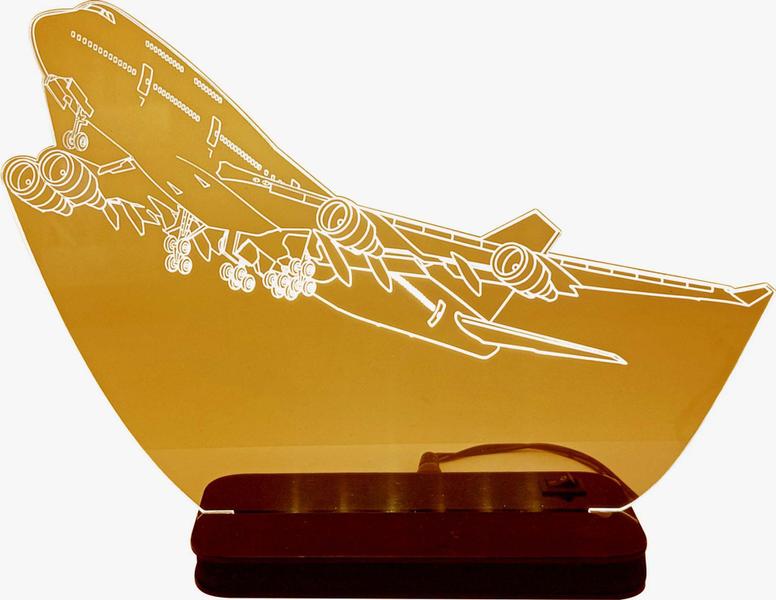 Imagem de Presente - Luminária  Abajur  em Acrílico  Decorativa de Mesa Avião Boeing 747 - Decoração