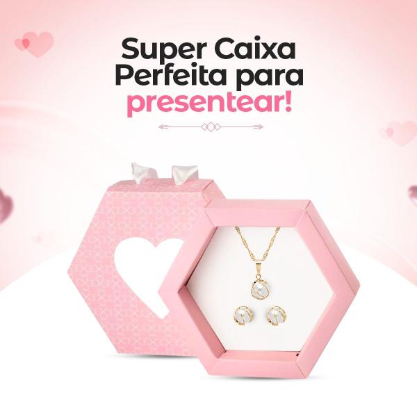 Imagem de Presente Namorada: Relogio Feminino Romance Prova Dagua Luxo Rose + Kit Joias Folhadas 18k + Óculos Sol Original