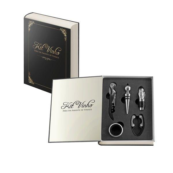 Imagem de Presenteie com elegância! Nosso Kit Vinho 5 Peças é o presente perfeito para os amantes da bebida. Abridor, dosador, sac