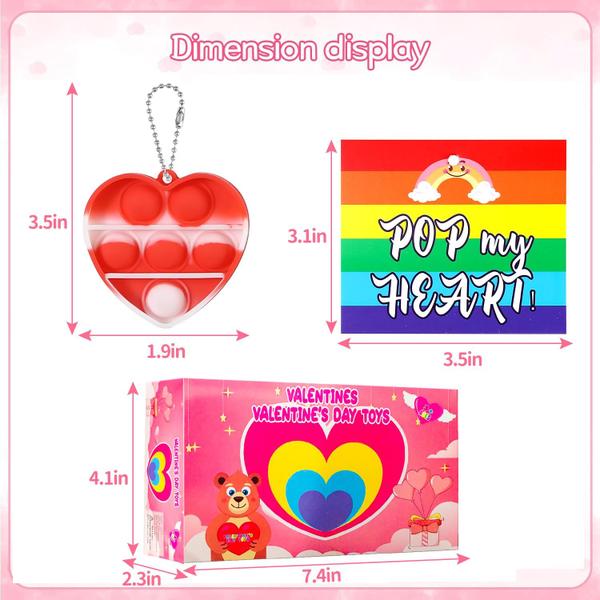 Imagem de Presentes de Dia dos Namorados, Heart Sensory Pop Toys, pacote com 30 cartões