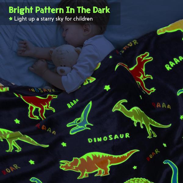 Presentes de dinossauro e brinquedos para crianças e meninos Glow in the Dark Blanket Dino Throw, de 1 a 13 anos, filho adolescente, menina, presente de aniversário, Natal, Halloween, Dia dos Namorados, Páscoa, presente infantil para adolescentes - Jekeno Imagem de Presentes de dinossauro e brinquedos para crianças e meninos Glow in the Dark Blanket Dino Throw, de 1 a 13 anos, filho adolescente, menina, presente de aniversário, Natal, Halloween, Dia dos Namorados, Páscoa, presente infantil para adolescentes