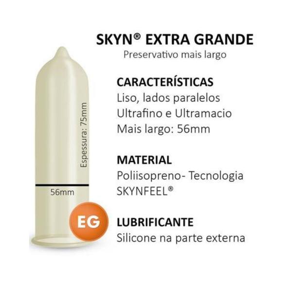 Imagem de Preservativo Blowtex Skyn Extra Grande 56mm Sem Látex 3 pct total 9 Camisinhas