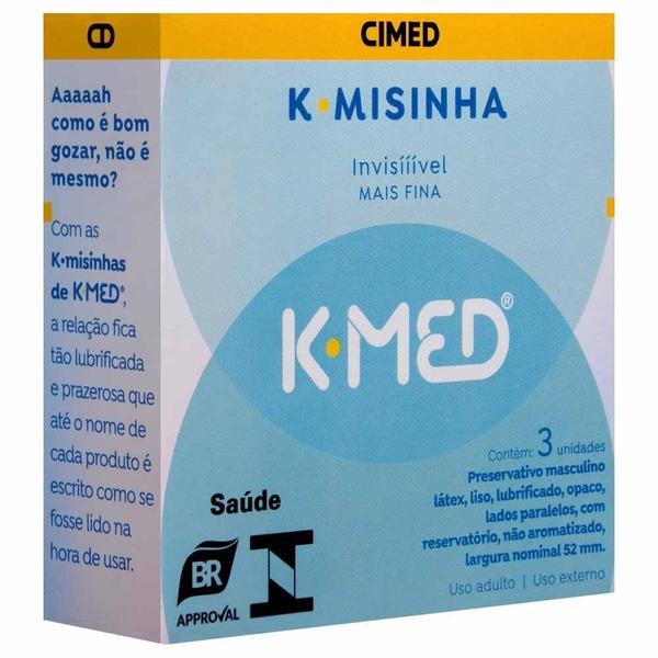 Imagem de Preservativo Camisinha Kmisinha Invisível KMed Mais Fina 3 U