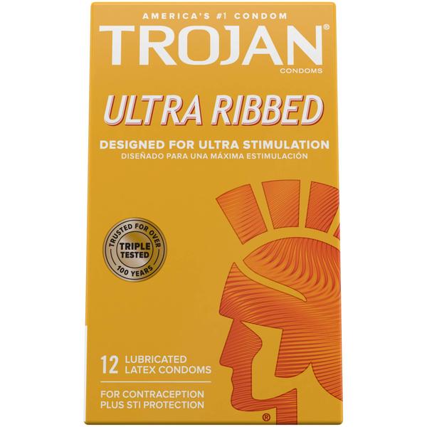 Imagem de Preservativo TROJAN Ultra Ribbed Premium Lubrificado 12 unidades