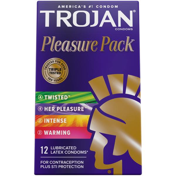 Imagem de Preservativos Trojan Pleasure Variety Pack lubrificado com 12 preservativos