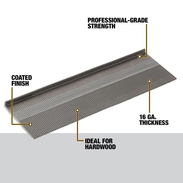 Imagem de Presilha de piso de madeira Dura DEWALT 16 Gauge 2 L em forma de 1000 Qty