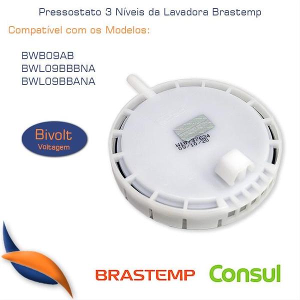 Imagem de Pressostato Lavadora Brastemp Bwb09 Bwl09 3 Níveis W10737624