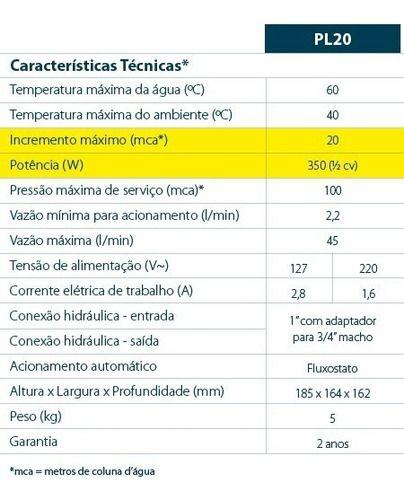 Imagem de Pressurizador De Água Lorenzetti Pl-20 350w - 220v