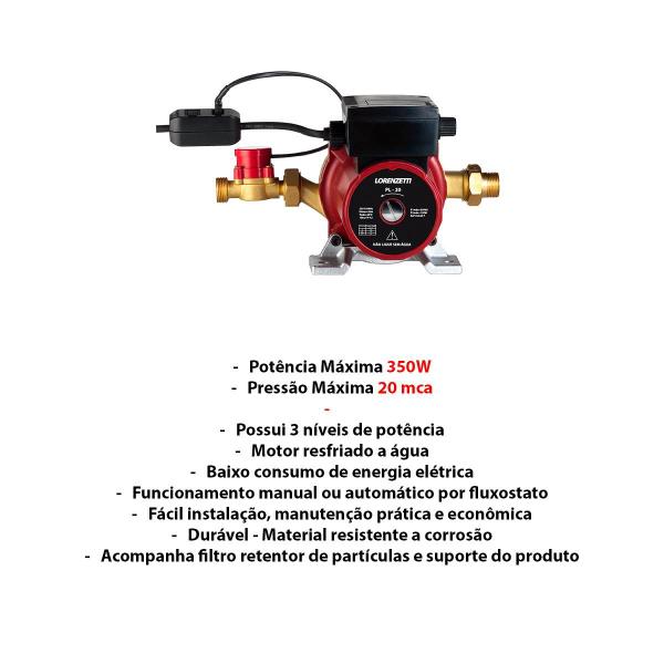 Imagem de Pressurizador De Água Lorenzetti Pl20 20mca 127v 350w