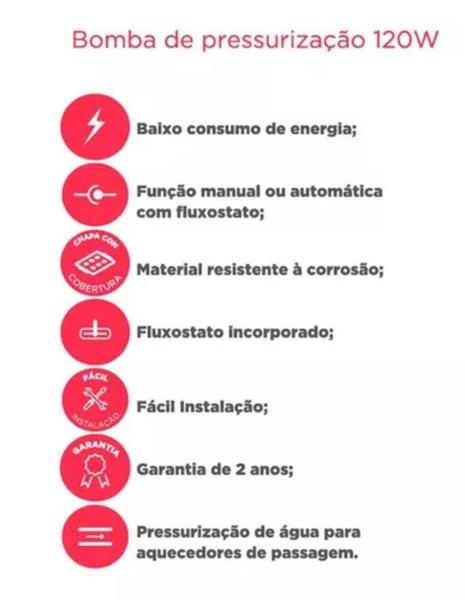Pressurizador de água Rheem 120W 220v Imagem de Pressurizador de água Rheem 120W 220v