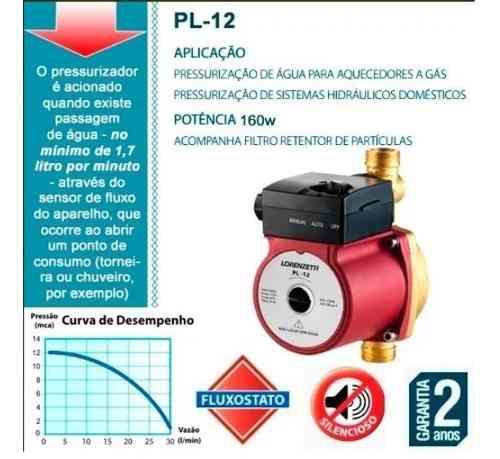 Imagem de Pressurizador PL 12 Com Fluxostato 160W 220V Lorenzetti