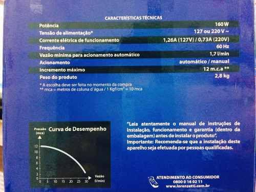 Imagem de Pressurizador PL 12 Com Fluxostato 160W 220V Lorenzetti