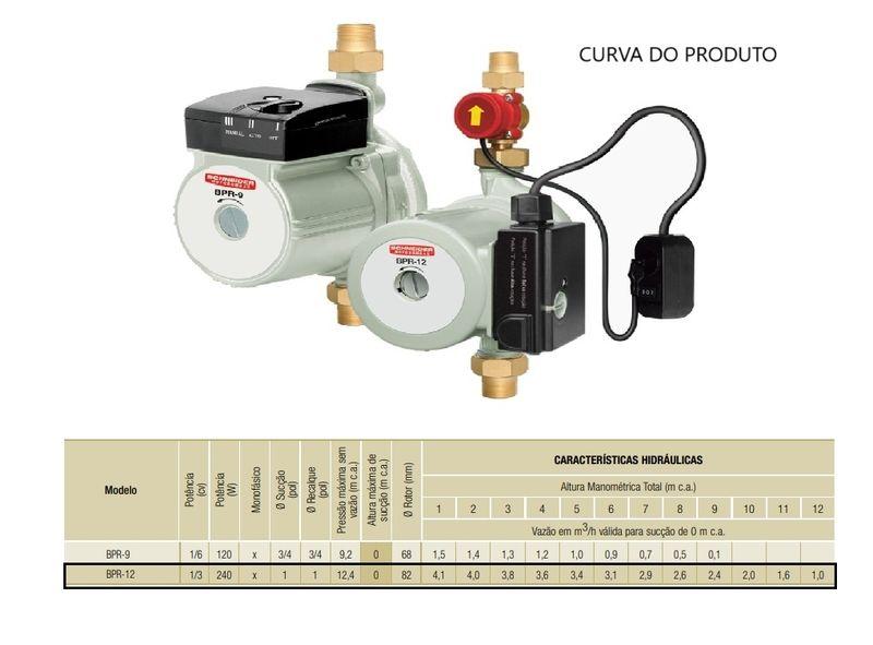 Imagem de Pressurizador Schneider BPR-12 1/3cv Monofásico 220v