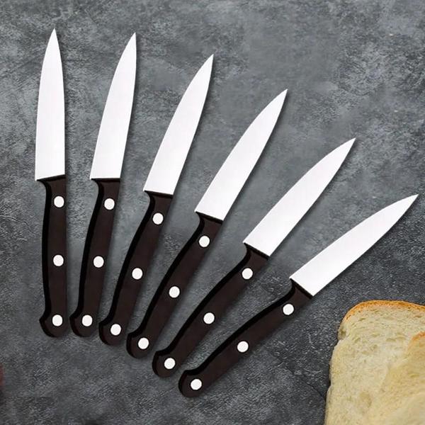 Imagem de Preto 6-pack Afiado Anti-ferrugem Anti-vara Profissional Chef Faca De Frutas Utensílio De Cozinha