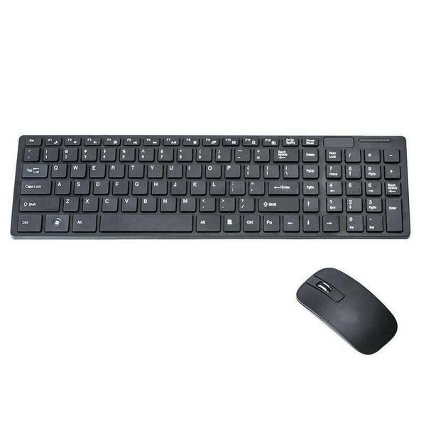 Imagem de (Preto) Teclado sem fio Slim 2.4G e combo de mouse óptico sem fio para pc portátil