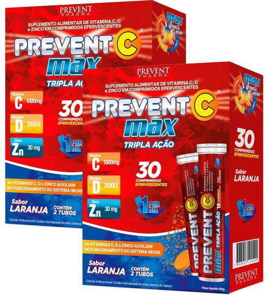 Prevent Max Tripla Ação Efervescente Vitamina C D E Zinco 60 Comprimidos Prevent Pharma Imagem de Prevent Max Tripla Ação Efervescente Vitamina C D E Zinco 60 Comprimidos Prevent Pharma