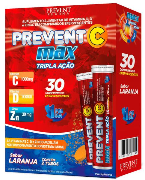 Prevent Max Tripla Ação Efervescente Vitamina C D E Zinco 60 Comprimidos Prevent Pharma Imagem de Prevent Max Tripla Ação Efervescente Vitamina C D E Zinco 60 Comprimidos Prevent Pharma