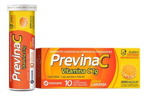 Imagem de Previna C Vitamina C Efervescente 10cpr Sem Açucar - Laranja