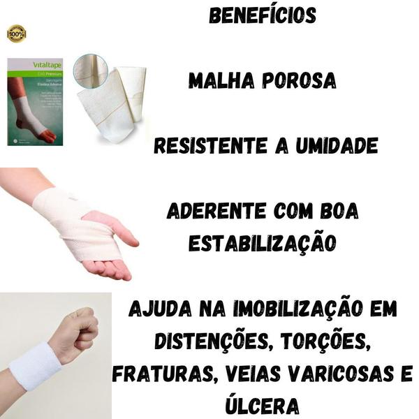 Imagem de Primeiros Socorros Bandagem Esportes Saúde Médica Fisioterapia Fita Muscular Elástica EAB Premium