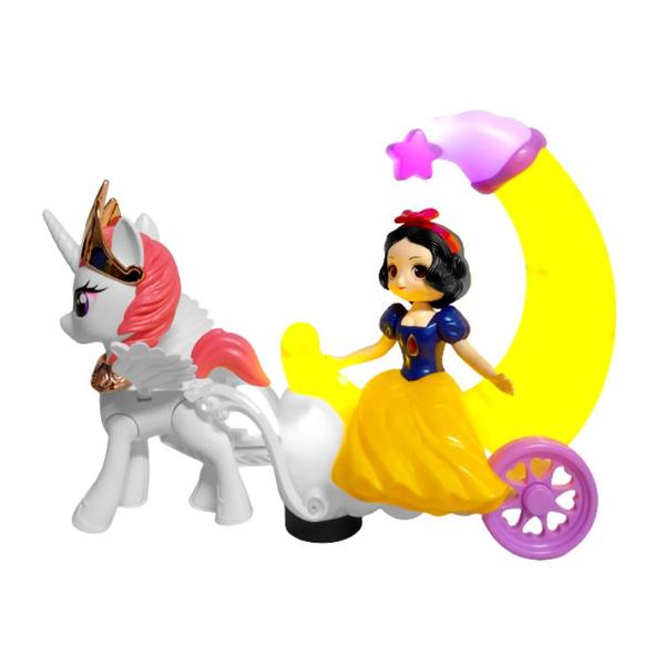 Imagem de Princesa na Carruagem de Lua e Cavalo Unicórnio Brinquedo Musical com Luzes e Movimentos