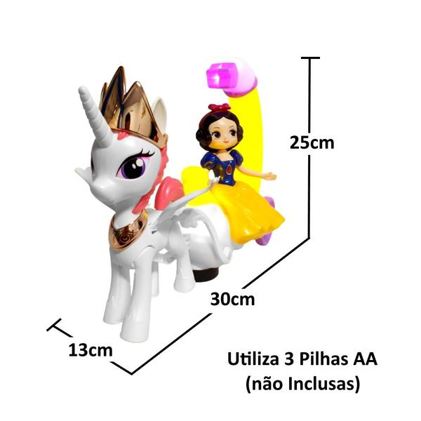 Imagem de Princesa na Carruagem de Lua e Cavalo Unicórnio Brinquedo Musical com Luzes e Movimentos