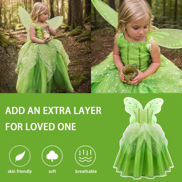 Imagem de Princesa Tinker Bell Fantasia para Meninas Crianças, Festa de Aniversário Fada Vestir-se, Especial Ocasião Vestido com Asas, Verde