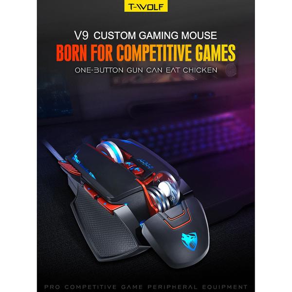 Pro V9 Gaming Mouse Usb Com Fio 3200dpi Ajustável 8 Botão Personalizado Rgb Mecânico - HUOGUO Imagem de Pro V9 Gaming Mouse Usb Com Fio 3200dpi Ajustável 8 Botão Personalizado Rgb Mecânico
