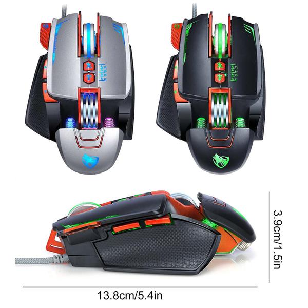 Pro V9 Gaming Mouse Usb Com Fio 3200dpi Ajustável 8 Botão Personalizado Rgb Mecânico - HUOGUO Imagem de Pro V9 Gaming Mouse Usb Com Fio 3200dpi Ajustável 8 Botão Personalizado Rgb Mecânico