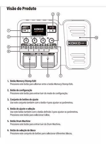 Imagem de Processador Com Pedal De Expressão Multiefeitos Para Guitarra, Modelagem De Amplificadores, Looper, Seção De Ritmo e Afinador K-okko DC 9V