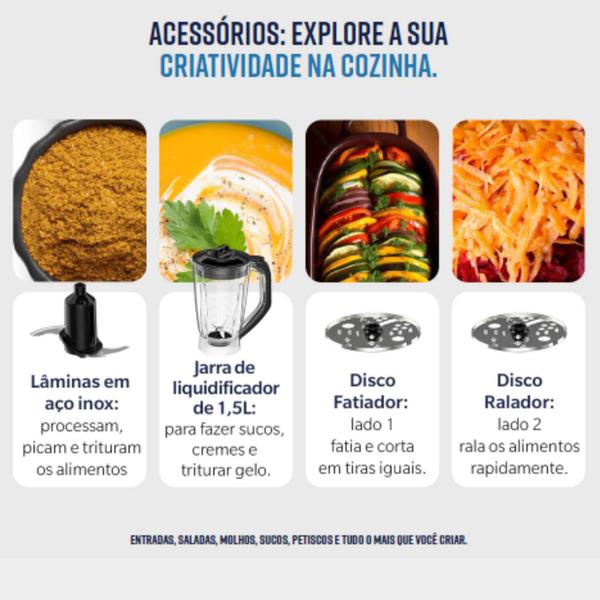 Imagem de Processador Cortador Liquidificador Alimentos Multiuso 4em1