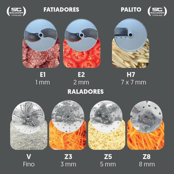 Imagem de Processador de Alimentos Com 7 Discos de 203mm PA7 PRO Bivolt Skymsen e Jogo de Facas 9 Peças