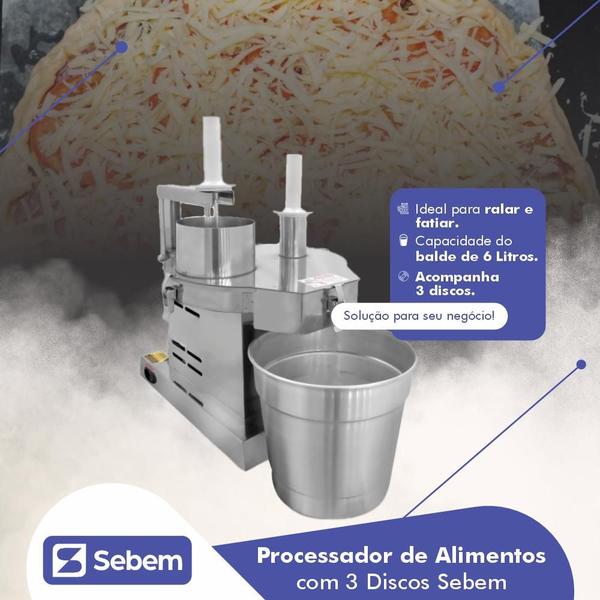 Imagem de Processador de Alimentos Profissional com 3 Discos Bivolt Sebem