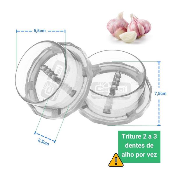Imagem de Processador Espremedor Triturador Picador Manual Amassador de Alho Cebola Temperos Ervas Condimentos